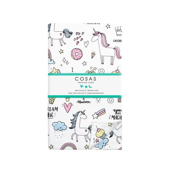 Дитяча постільна білизна в ліжечко UNICORN & SWEETS CS2 Підковдра: 110х140 см Наволочка: 40х60 см Простирадло на резинці: 60х120х12 см UnicornSweet_Rose_140 фото