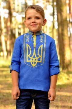 Вышиванка для мальчика с Трезубцем. 3&ndash;4 роки (98&ndash;104 см) ДМ22/1-293 фото
