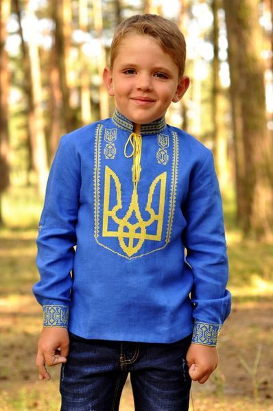 Вышиванка для мальчика с Трезубцем. 3&ndash;4 роки (98&ndash;104 см) ДМ22/1-293 фото