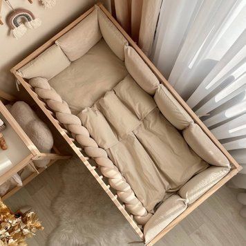Комплект постельного белья для новорождённого Velvet мокко підковдра 90х110+-2 см, ковдра 90*110+-2 см. подушка 40х60+-2.см, наволочка 40х60+-2см, простирадло 60*120см на резинці, Бортики - 8 0234388 фото