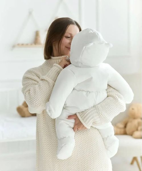 Детский зимний комбинезон с закрытыми ножками "Белый" Decoza Moms 1&ndash;3 міс. (56&ndash;62 см) zimakomb912-PM008 фото