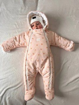Детский зимний комбинезон с закрытыми ножками "Сердечки" Decoza Moms 3-6 міс. (62-68 см) zimakomb03-OP41-8114 фото