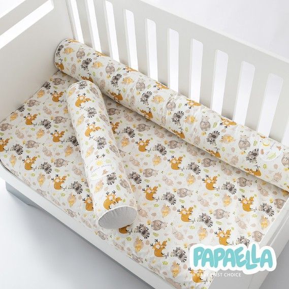Бортик валики 2 шт. захисні у дитяче ліжечко ТM PAPAELLA 60х15 см, 120х15 см, бавовна. обіймашки/смужка сіра Розміри 60х15 см та 120х15 см 8-34533*005 фото