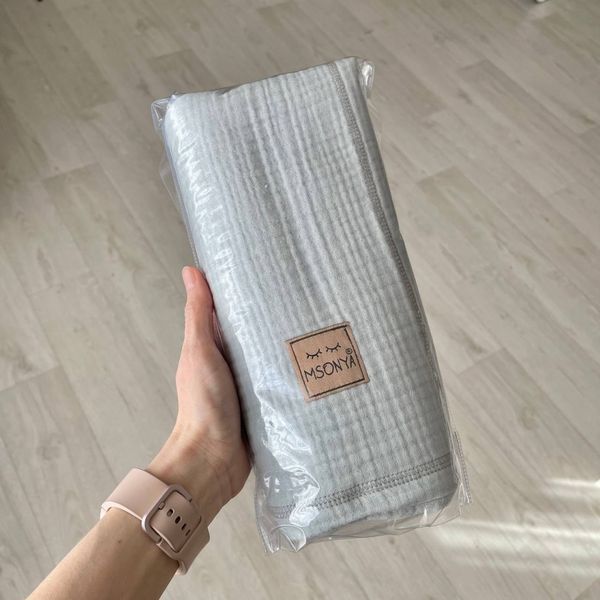 Плед дитячий муслін жатка сірий, TM MSonya Розмір 100х80 см 879007 фото