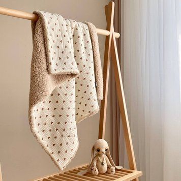 Плед детский муслин на меху Teddy "Сердечко шоколад" 80х100, TM MSonya Розмір 100х80 см 5160039 фото