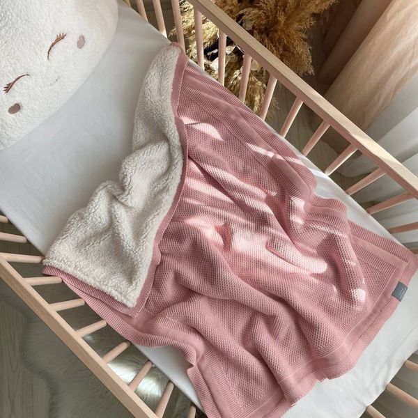 Плед хлопок Teddy Рогожка пудра, 80х100 +/- 2 см TM MSonya Розмір 100х80 см 937779 фото