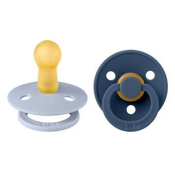 Набір пустушок BIBS Colour Latex Round (кругла) &ndash; Dusty Blue/Steel Blue (2 в упаковці) 0-6 міс. 100011 фото