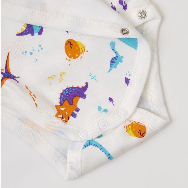 Боди детский с длинным рукавом на запах утепленный "Динозаврики" 0-1 міс. (50-56 см) 3018B11 фото