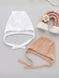 Набір дитячих смужкових чепчиків для немовлят - білий та бежевий (2 шт) 39 (0-1 міс.) 4025S31 фото 1