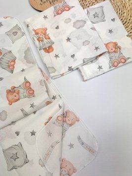 Хлопковая пелёнка детская "Сонные медвежата" 90х80 см Розмір 90х80 см 5015Y43 фото