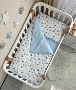 Детское постельное белье Baby Dream Stars голубой TM MSonya Підковдра на блискавці, 110 Х 90 см Наволочка, 40 Х 60 см Простирадло на гумці, 120 Х 60 см. 0303282 фото