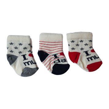 Набор носков "I love mum, dad" (звездочки, полоска) ТМ YETIS, 3 шт. 0-6 міс. 5024S31 фото