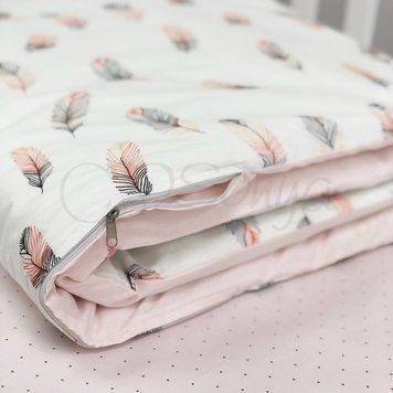 Постельное белье детское Baby Mix Перо пудра TM MSonya Підковдра на блискавці, 110 Х 90 см Наволочка, 40 Х 60 см Простирадло на гумці, 120 Х 60 см. 0391404 фото