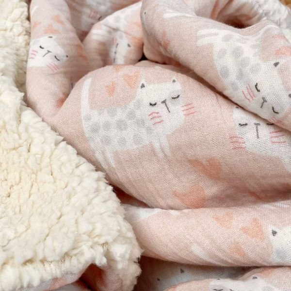Плед дитячий муслін на хутрі Teddy Коти80х100, TM MSonya Розмір 100х80 см 7023615 фото