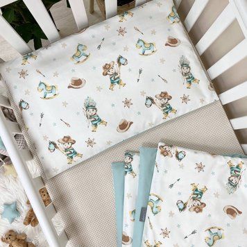 Постельное белье детское Baby Mix Western мятный TM MSonya Підковдра на блискавці, 110 Х 90 см Наволочка, 40 Х 60 см Простирадло на гумці, 120 Х 60 см. 0391174 фото
