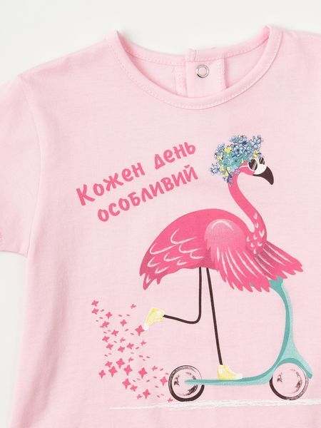 Дитяча футболка для дівчинки рожева "Фламінго" 80-86 см 2017T21 фото