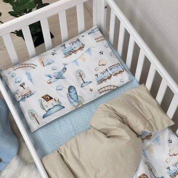 Детское постельное белье Baby Mix Паровозики TM MSonya Підковдра на блискавці, 110 Х 90 см Наволочка, 40 Х 60 см Простирадло на гумці, 120 Х 60 см. 0391559 фото