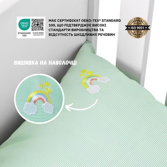 Комплект постельного белья в кроватку детский PAPAELLA с вышивкой, хлопок м`ята Простирадло 60*120*15 см, підковдра 100*135 см, наволочка 40*60 см (1 шт.) 8-35772*002 фото