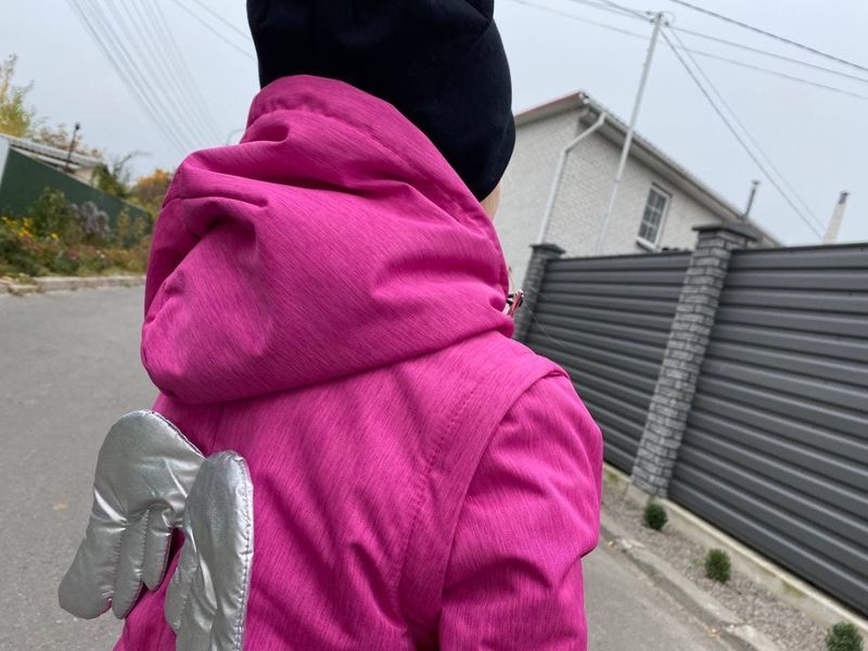 Дитяча демісезонна куртка-парка трансформер для дівчинки малина ANGEL Decoza Moms 12&ndash;18 міс. (80&ndash;86 см) parka-O055-pl016-KR фото