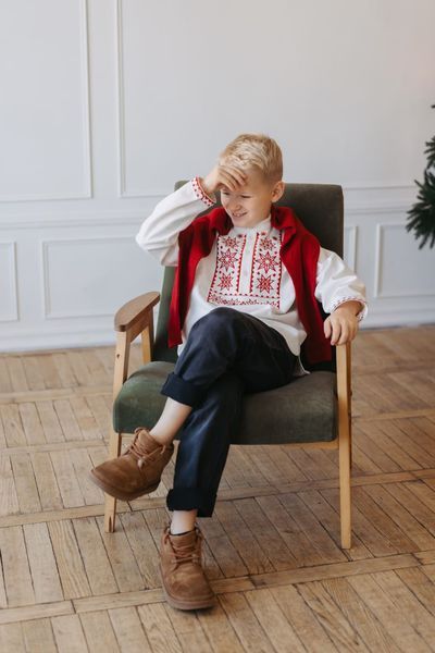 Вышиванка для мальчика "Рождественская звезда" 12-18 міс. (80-86 см) 1591 фото