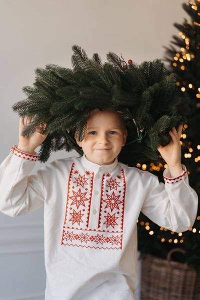 Вышиванка для мальчика "Рождественская звезда" 12-18 міс. (80-86 см) 1591 фото