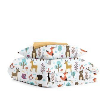 Детское постельное белье в кроватку COLORFUL ANIMALS Підковдра: 110х140 см Наволочка: 40х60 см Простирадло на резинці: 60х120х12 см AnimalsMushrooms_Honey_1 фото