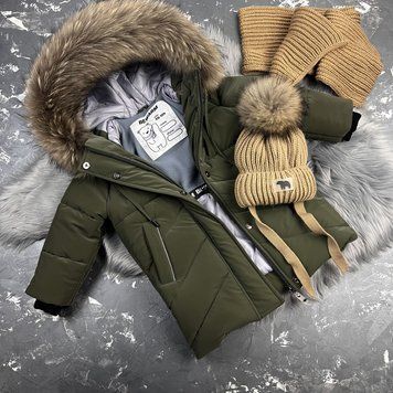 Дитяча зимова куртка-пальто подовжене Bakota Khaki Velvet BEWARM 12&ndash;18 міс. (80&ndash;86 см) 5055HV фото