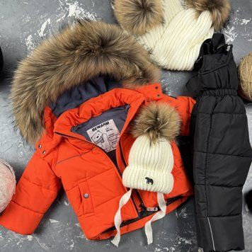 Детский зимний раздельный комбинезон Umka Black-Orange BEWARM 12&ndash;18 міс. (80&ndash;86 см) 5060Or фото