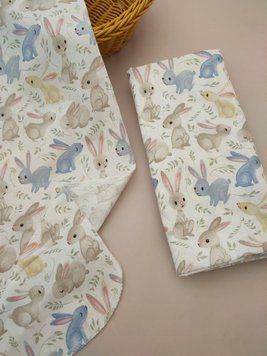 Пелёнка хлопковая "Весёлые зайчики" 80х100 см Розмір 80х100 см 5015Y35 фото